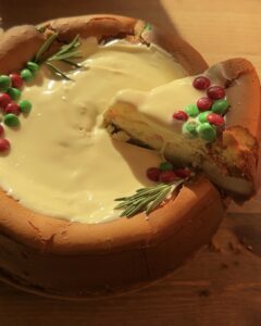 M&M Christmas Cookie Dough Cheesecake